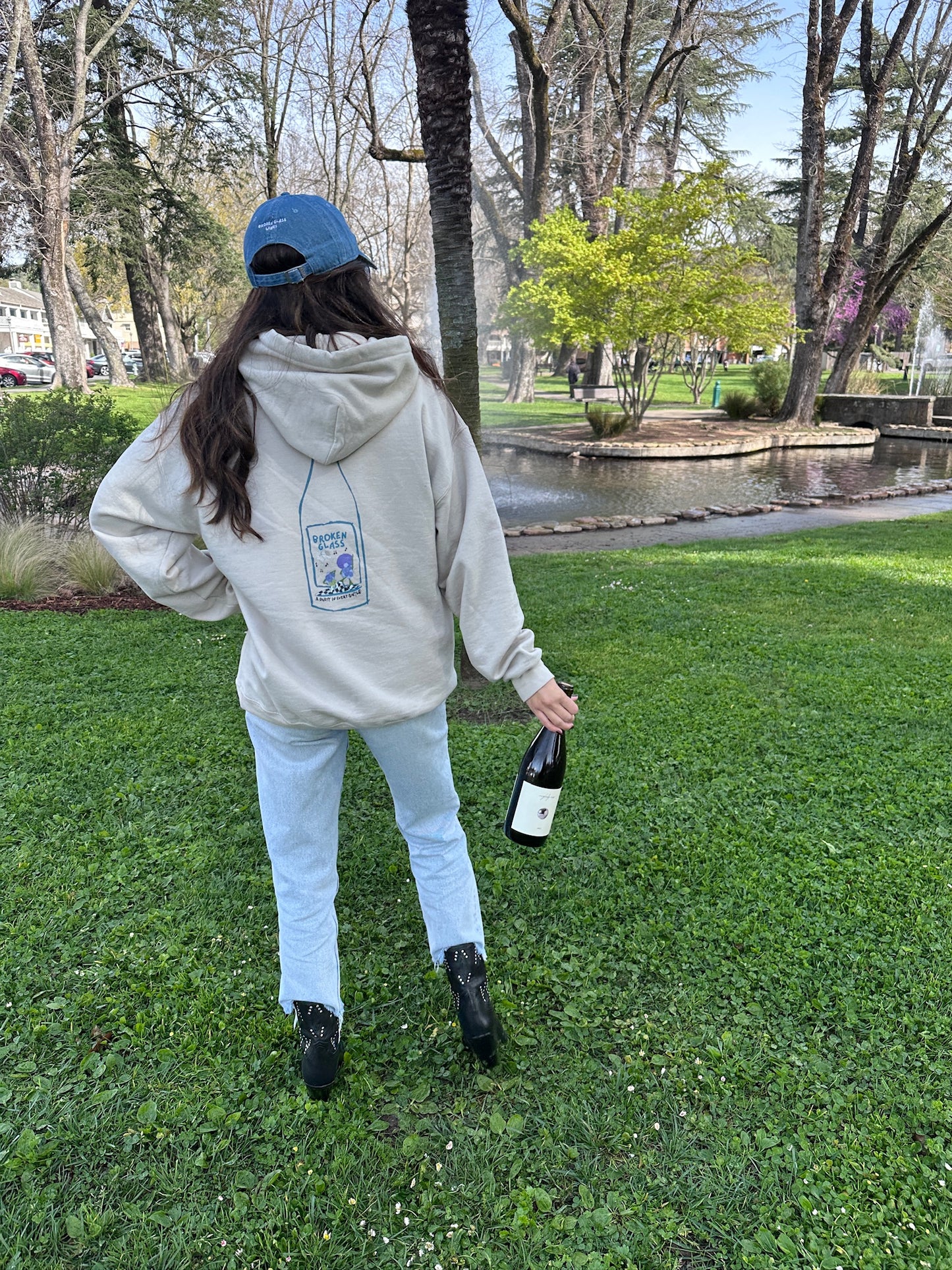 Disco Ball Embroidered Denim Hat w/white stitching